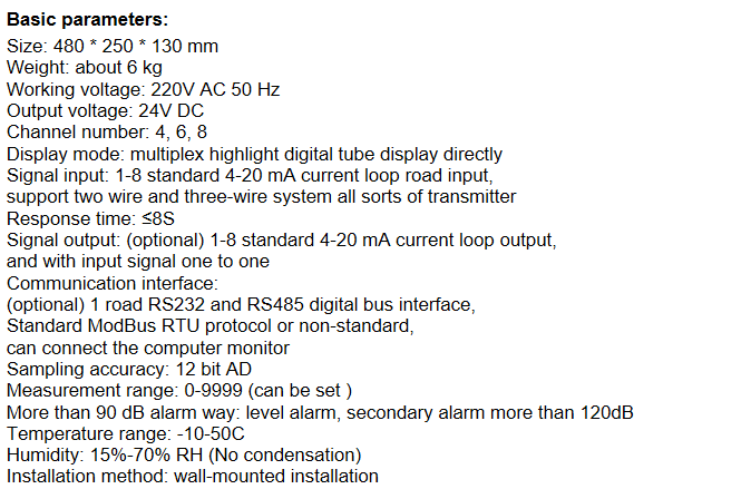 Fixed Install O2 Gas Value Detector, 8 Channels AC 220V Detect And Monitor O2 Gas Density